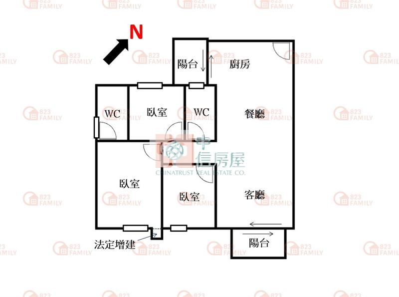 台積電封裝五廠三房B1平車角間房屋室內格局與周邊環境