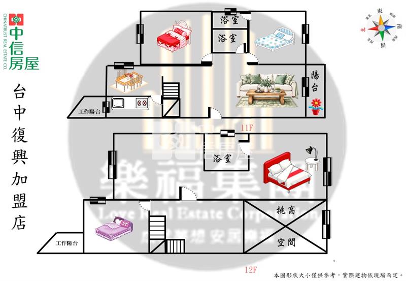 (金陵世家(B棟)興大附中震後4房雙主臥樓中樓平車美宅(室內50坪)房屋室內格局與周邊環境